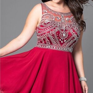 Elegant Red Embellished Women's Dress